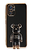 Eiroo Xiaomi Poco M5s Baby Bear Standl Siyah Silikon Klf