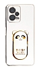 Eiroo Xiaomi Poco X5 5G Baby Panda Standl Beyaz Silikon Klf