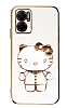 Eiroo Xiaomi Redmi 10 5G Aynal Kitty Standl Beyaz Silikon Klf