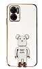 Eiroo Xiaomi Redmi Note 11E Baby Bear Standl Beyaz Silikon Klf