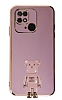 Eiroo Xiaomi Redmi 10C Baby Bear Standl Mor Silikon Klf