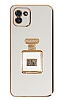 Eiroo Samsung Galaxy A03 Aynal Parfm Standl Beyaz Silikon Klf