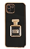 Eiroo Samsung Galaxy A03 Aynal Parfm Standl Siyah Silikon Klf