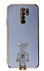 Eiroo Xiaomi Redmi 9 Baby Bear Standl Mavi Silikon Klf