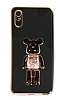 Eiroo Xiaomi Redmi 9A Candy Bear Standl Siyah Silikon Klf
