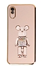 Eiroo Xiaomi Redmi 9A Candy Bear Standl Pembe Silikon Klf