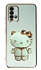 Eiroo Xiaomi Redmi 9T Aynal Kitty Standl Yeil Silikon Klf