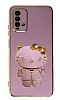 Eiroo Xiaomi Redmi 9T Aynal Kitty Standl Mor Silikon Klf