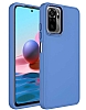 Eiroo Xiaomi Redmi Note 10 Metal ereveli Mavi Rubber Klf