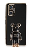 Eiroo Xiaomi Redmi Note 10 Pro Baby Bear Standl Siyah Silikon Klf