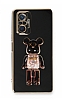 Eiroo Xiaomi Redmi Note 10 Pro Candy Bear Standl Siyah Silikon Klf