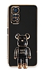 Eiroo Xiaomi Redmi Note 11 Baby Bear Standl Siyah Silikon Klf