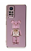 Eiroo Xiaomi Redmi Note 11 Candy Bear Standl Mor Silikon Klf