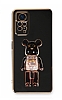 Eiroo Xiaomi Redmi Note 11 Pro Candy Bear Standl Siyah Silikon Klf
