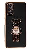 Eiroo Xiaomi Redmi Note 11 SE Candy Bear Standl Siyah Silikon Klf