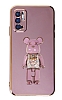 Eiroo Xiaomi Redmi Note 11 SE Candy Bear Standl Mor Silikon Klf