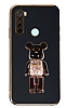 Eiroo Xiaomi Redmi Note 8 Candy Bear Standl Siyah Silikon Klf