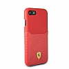 Ferrari iPhone 6 / 6S / 7 / 8 Gerek Deri Karbon Krmz Rubber Klf - Resim: 2