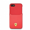 Ferrari iPhone SE 2020 Gerek Deri Karbon Krmz Rubber Klf - Resim: 2