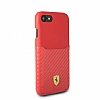 Ferrari iPhone SE 2020 Gerek Deri Karbon Krmz Rubber Klf - Resim: 1