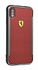 Ferrari iPhone XS Max Krmz Karbon Rubber Klf - Resim 3