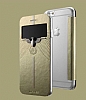 G-Case iPhone 6 / 6S Pencereli nce Yan Kapakl Gold Deri Klf - Resim: 11