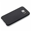 G-Case Samsung Galaxy S6 Deri Grnml Siyah Rubber Klf - Resim 1