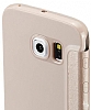 G-Case Samsung Galaxy S6 Edge nce Yan Kapakl Beyaz Deri Klf - Resim 1