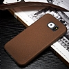 G-Case Samsung Galaxy S6 Edge Plus Deri Grnml Kahverengi Rubber Klf - Resim 4