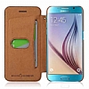 G-Case Samsung i9800 Galaxy S6 Czdanl nce Yan Kapakl Beyaz Deri Klf - Resim 1