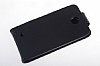 HTC Desire 300 Dik Kapakl Siyah Deri Klf - Resim 5