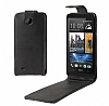 HTC Desire 300 Dik Kapakl Siyah Deri Klf - Resim 2