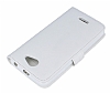 HTC Desire 516 Czdanl Yan Kapakl Beyaz Deri Klf - Resim 2