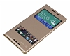HTC Desire 816 ift Pencereli nce Kapakl Gold Deri Klf - Resim: 2