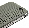 Eiroo HTC One M8 Dot View Uyku Modlu nce Yan Kapakl Gri Klf - Resim 4