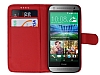 HTC One mini 2 Czdanl Yan Kapakl Krmz Deri Klf - Resim 1