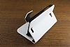 HTC One S Standl Czdanl Beyaz Deri Klf - Resim: 3