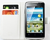 Huawei Ascend G301 Czdanl Yan Kapakl Beyaz Deri Klf - Resim: 3