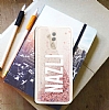 Huawei Mate 20 Lite Kiiye zel Simli Sulu Rose Gold Rubber Klf - Resim: 1