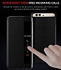 Huawei P10 Pencereli nce Yan Kapakl Siyah Klf - Resim 4