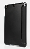 iPad Mini 2 / Mini 3 Standl Yan Kapakl Siyah Deri Klf - Resim 1