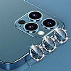 iPhone 11 Pro Crystal Gold Taşlı Kamera Lensi Koruyucu - Resim: 3