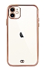 iPhone 12 6.1 in Kamera Korumal Bumper Pembe Silikon Klf