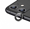 iPhone 11 Metal Kenarl Cam Siyah Kamera Lensi Koruyucu