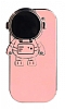 iPhone 11 Pro Astronot Kamera Korumal Standl Pembe Silikon Klf