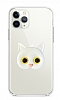 iPhone 11 Pro Kedi Figrl Telefon Tutuculu Beyaz Silikon Klf