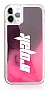 iPhone 11 Pro Kiiye zel Neon Kumlu Pembe Silikon Klf