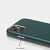 iPhone 11 Pro Max Metal Tulu Lacivert Deri Klf - Resim: 3