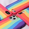 iPhone 12 Pro Max 6.7 in Rainbow Lansman Beyaz-Siyah Silikon Klf - Resim: 1