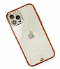 iPhone 11 Pro Tal Kamera Korumal Krmz Silikon Klf - Resim 1